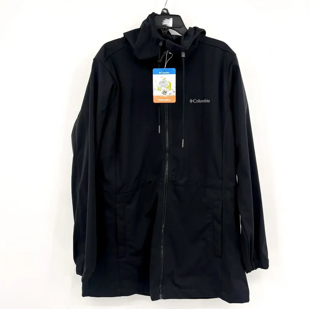 COLUMBIA Women's Rose Winds Softshell Jacket Medium Black Hooded Long Sleeve NWT